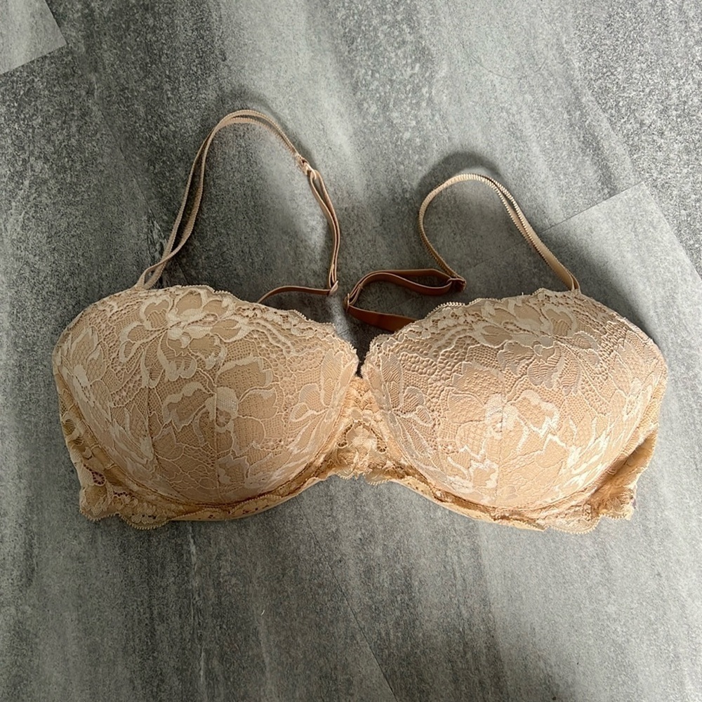 Light nude 36DD lace Pink push up Balconet bra racerback option